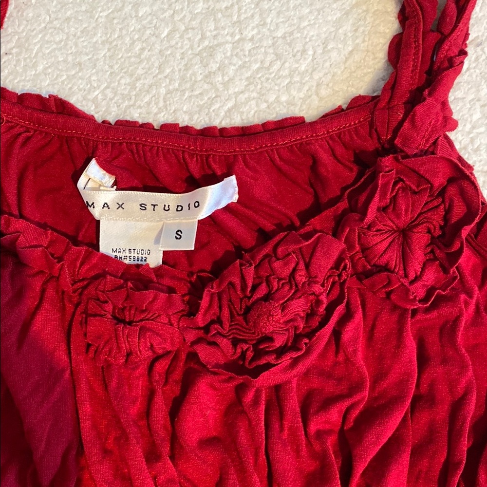 Max Studio Red Ruched Mini Sundress - Picture 7 of 11